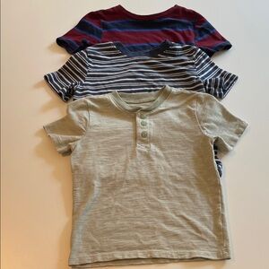 4T bundle of Boys' Striped and Solid Tees - Red, Blue, Tan